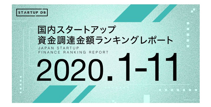 【STARTUP DB】調査結果　国内スタートアップ資金調達金額ランキング（2020年1月〜11月）