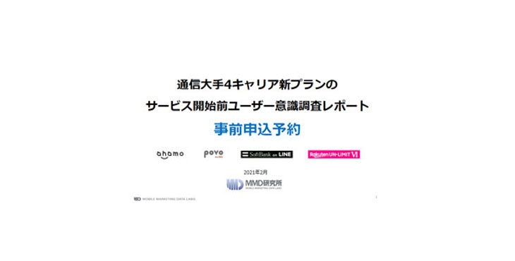 「2021年2月 通信大手4キャリア新プランのサービス開始前ユーザー意識調査レポート」の申込予約開始のお知らせ