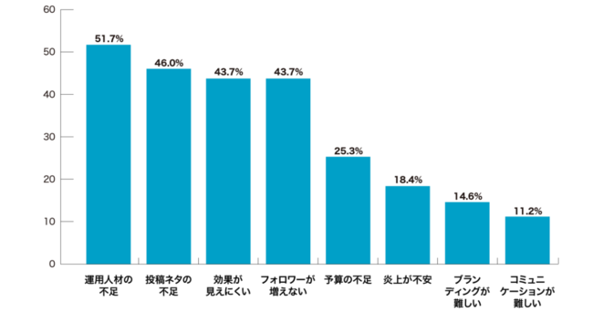 EC事業者のSNSの活用状況を調査 Q：SNS運用の課題は何でしょうか？（複数回答可）