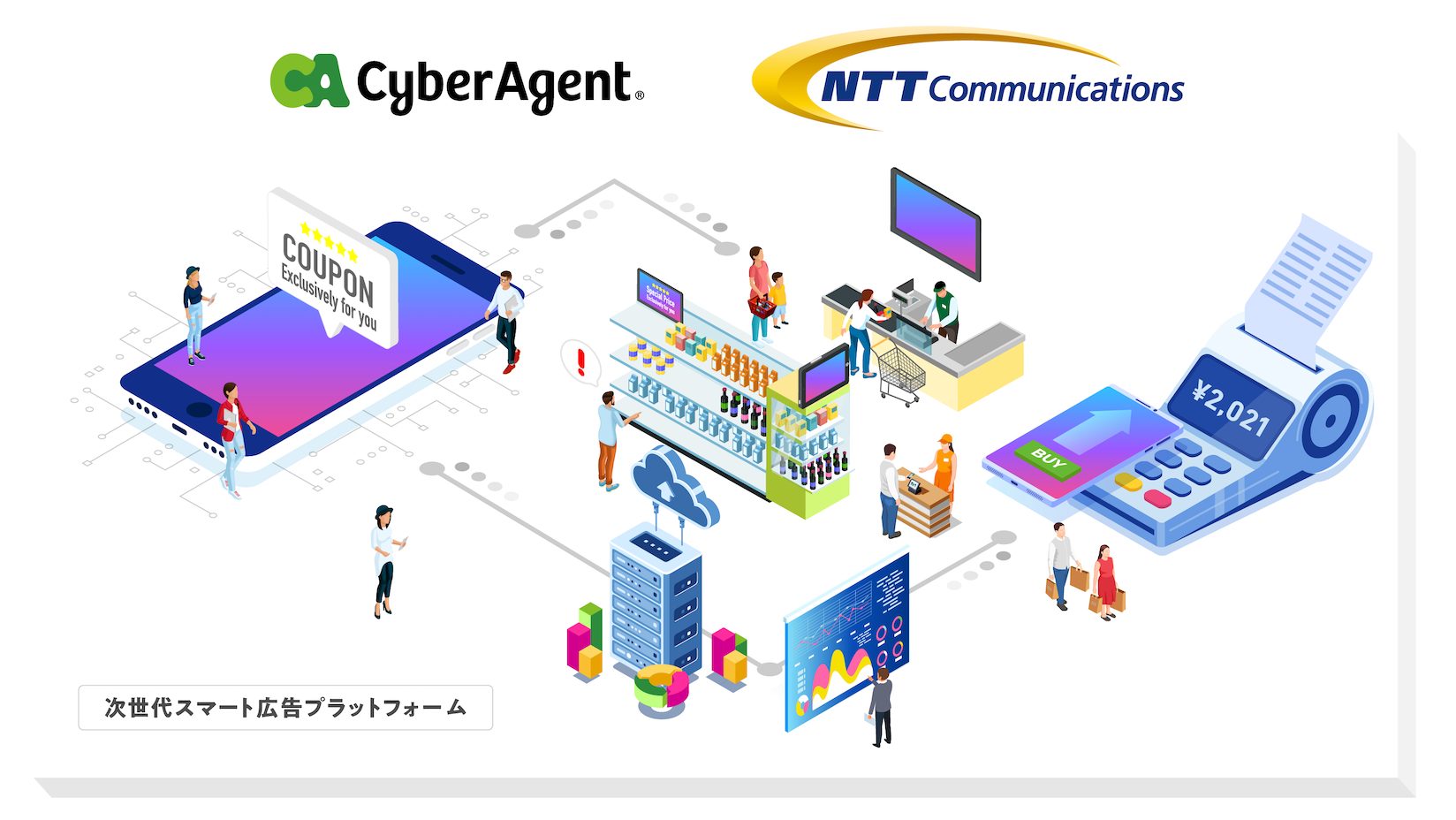 サイバーエージェントとNTT Com、小売流通企業のDX推進に向けた業務提携を締結