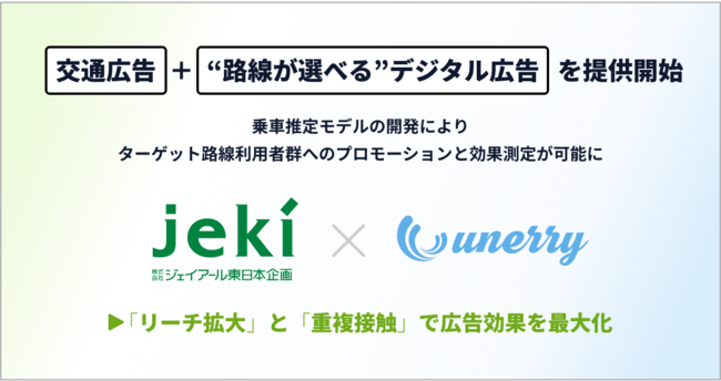 unerry、jekiと連携し、交通広告と組み合わせた「路線が選べる」デジタル広告サービスを新たに開始